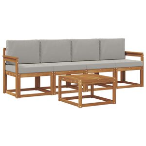 vidaXL Outdoor-Sofagarnitur mit Kissen 5 pcs Nat&uuml;rlich und Hellgrau