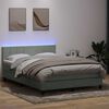 vidaXL Boxspringbett mit Matratze & LED Hellgrau 160x210 cm Samt