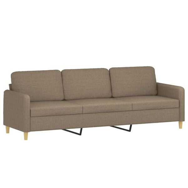 vidaXL 3-Sitzer-Sofa mit Kissen Taupe 210 cm Stoff