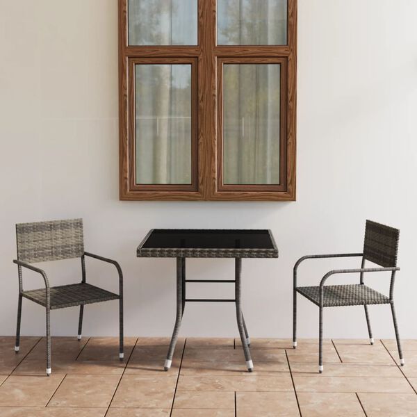 vidaXL 3-tlg. Garten-Essgruppe Poly Rattan Anthrazit und Grau