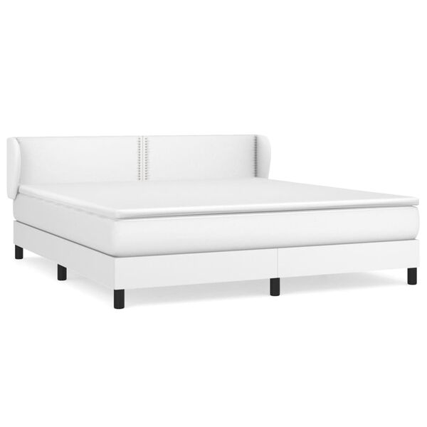 vidaXL Boxspringbett mit Matratze Wei&szlig; 160x200 cm Kunstleder