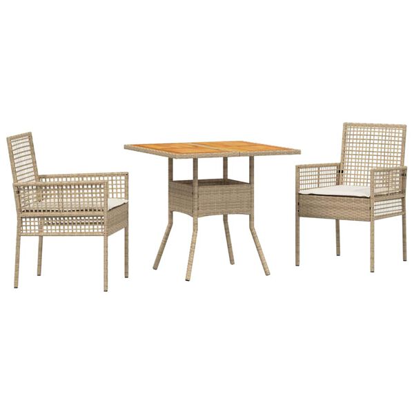 vidaXL Garten Essgruppe 3 pcs Beige Poly-Rattan