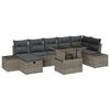 vidaXL Garten-Sofa-Set mit Kissen mit Speicher 8 pcs Grau Poly Rattan