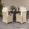 vidaXL 5-tlg. Garten-Essgruppe mit Kissen Beige Poly Rattan