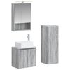 vidaXL Badezimmerm&ouml;bel-Set 4 pcs Grau Sonoma Ingenieurholz und Glas