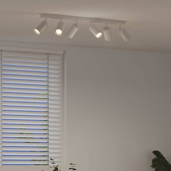 vidaXL Deckenstrahler mit Strahlern Wei&szlig; 73 x 6 x 16 cm Metall