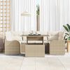 vidaXL Gartensofa-set mit Kissen mit Speicher 7 pcs Beige Poly Rattan
