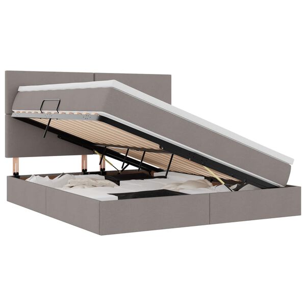 vidaXL Aufbewahrungsbett mit Matratze Taupe 180 x 200 cm Polyester
