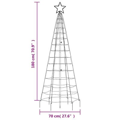 vidaXL LED-Weihnachtsbaum mit Erdspießen 220 LEDs Kaltweiß 180 cm