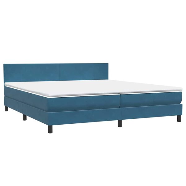 vidaXL Boxspringbett mit Matratze Dunkelblau 180x210 cm Samt
