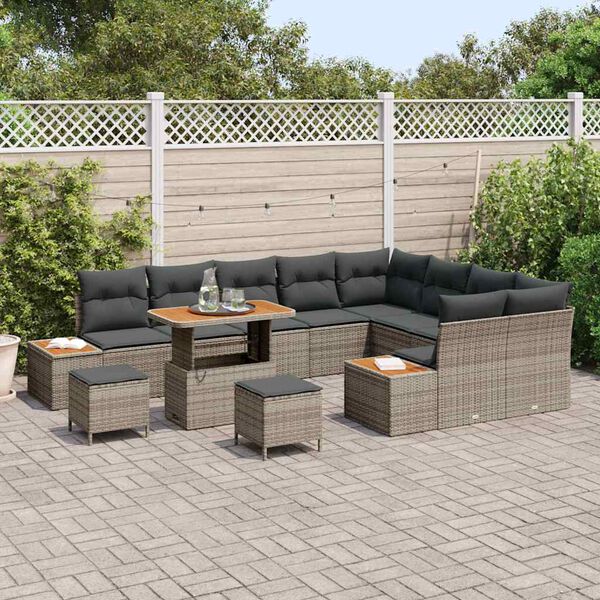 vidaXL Gartensofa-set 12 pcs Grau Poly-Rattan