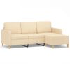 vidaXL 3-Sitzer-Sofa mit Hocker Creme 180 cm Stoff