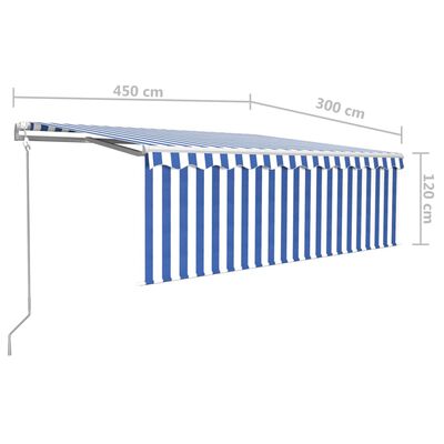 vidaXL Markise Automatisch mit Rollo LED Windsensor 4,5x3m Blau Weiß