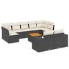 vidaXL 10-tlg. Garten-Sofagarnitur mit Kissen Schwarz Poly Rattan