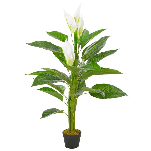 vidaXL K&uuml;nstliche Flamingoblume Anthurium mit Topf Wei&szlig; 115 cm