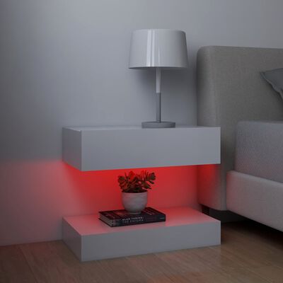 vidaXL LED-Nachttische 2 Stk. Weiß 60x35 cm Holzwerkstoff