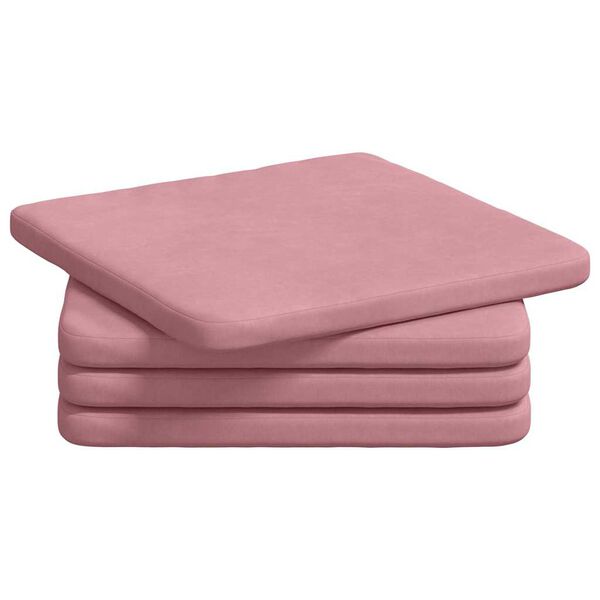 vidaXL Sitzkissen 4 pcs Rosa 40 x 40 x 3 cm Samt