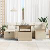 vidaXL Garten-Sofa-Set mit Kissen mit Speicher 7 pcs Beige Poly Rattan