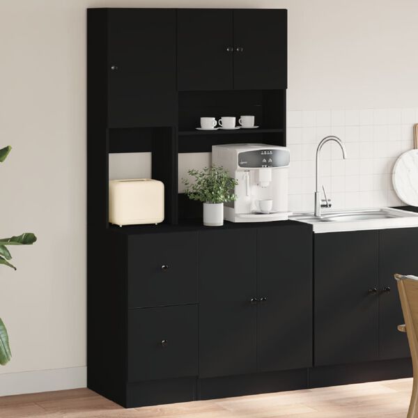 vidaXL K&uuml;chenschrank Schwarz 95x50x180 cm Holzwerkstoff