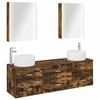 vidaXL Badezimmerm&ouml;bel-Set 5 stk. R&auml;uchereiche Ingenieurholz und Glas