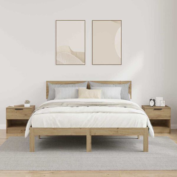 vidaXL Bettschrank 2 pcs Artisan-Eiche 40 x 39 x 40 cm Holzwerkstoff