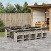 vidaXL 11-tlg. Garten-Essgruppe mit Kissen Hellgrau Poly Rattan