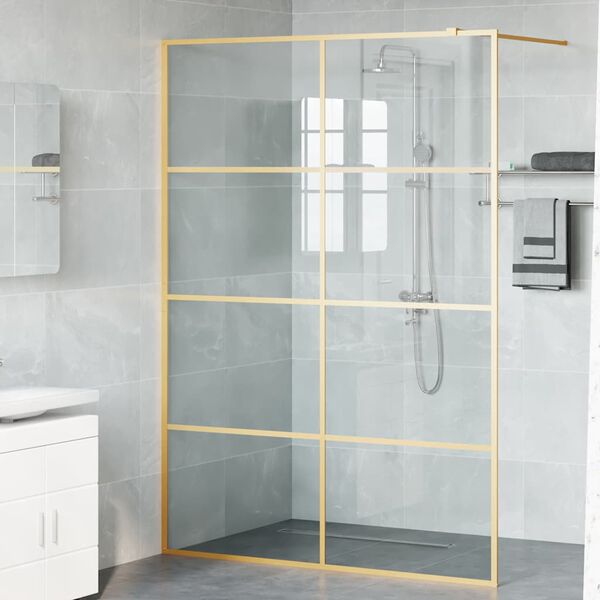 vidaXL Walk-in Duschwand Gold 140 x 195 cm Geh&auml;rtetes Glas