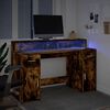 vidaXL LED-Schreibtisch R&auml;uchereiche 140x55x91 cm Holzwerkstoff
