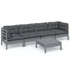 vidaXL 5-tlg. Garten-Lounge-Set mit Kissen Kiefer Massivholz