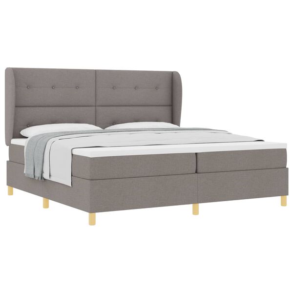 vidaXL Boxspringbett mit Matratze Dunkelgrau 90x190 cm Taupe Stoff