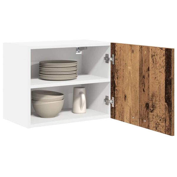 vidaXL H&auml;ngeschrank mit T&uuml;r 2 pcs Altes Holz und Wei&szlig; 50 x 31 x 40 cm