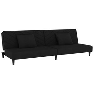 vidaXL Schlafsofa 2-Sitzer mit 2 Kissen Schwarz Samt