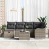 vidaXL Garten-Sofa-Set mit Kissen mit Speicher 7 pcs Grau Poly Rattan