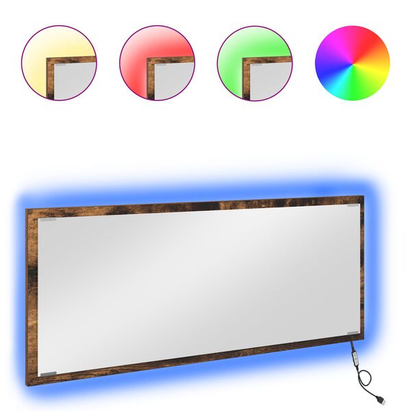 vidaXL Spiegel mit Spiegel R&auml;uchereiche 90 x 8.5 x 37 cm Holzwerkstoff