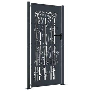 vidaXL Gartentor Anthrazit 100x175 cm Stahl Bambus-Design
