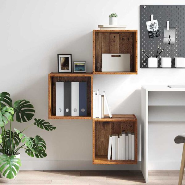 vidaXL Wandschrank mit Regal Altholz 37 x 37 x 37 cm Holzwerkstoff