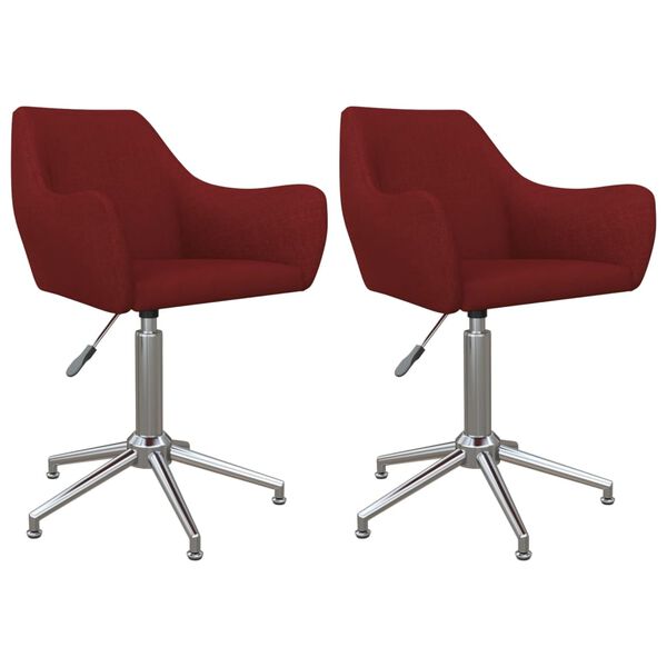 vidaXL Esszimmerst&uuml;hle 2 Stk. Drehbar Weinrot Stoff