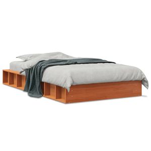 vidaXL Massivholzbett ohne Matratze Wachsbraun 90x190 cm Kiefernholz