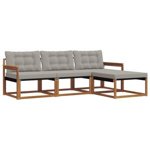 vidaXL Outdoor-Sofagarnitur mit Kissen 4 pcs Nat&uuml;rlich und Hellgrau