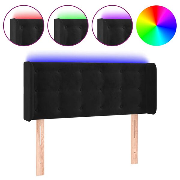 vidaXL LED Kopfteil Schwarz 83x16x78/88 cm Samt