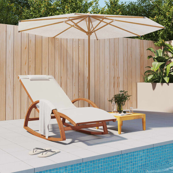 vidaXL Schaukelstuhl Weiß Textilene und Massivholz Pappel