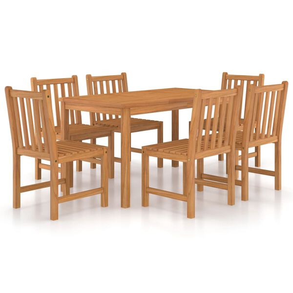 vidaXL 7-teiliges Garten-Ess-Set 140 x 80 cm Massivholz Teak