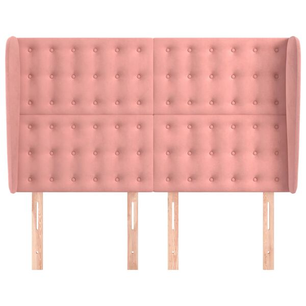 vidaXL Kopfteil mit Ohren Rosa 147x23x118/128 cm Samt