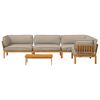 vidaXL Sofa Set mit Kissen Uni 5 pcs Taupe Massivholz Akazie