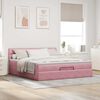 vidaXL Ottomane Bett mit Matratze & LEDs Rosa 180x200 cm Samt