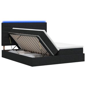 vidaXL LED-Speicherbett mit Matratze Schwarz 180 x 200 cm Stoff