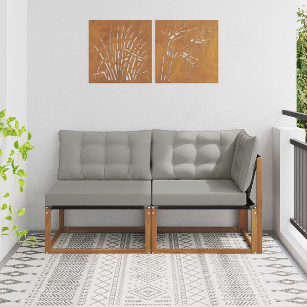 vidaXL Outdoor Mittel- und Ecksofa 2 St&uuml;ck Natur Massivholz Akazie