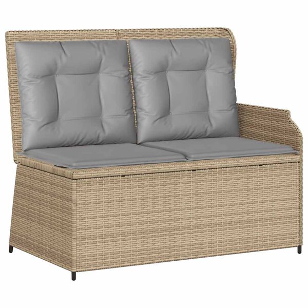 vidaXL 3-tlg. Garten-Lounge-Set mit Kissen Beige Poly Rattan