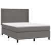vidaXL Boxspringbett mit Matratze & LED Grau 140x190 cm Kunstleder
