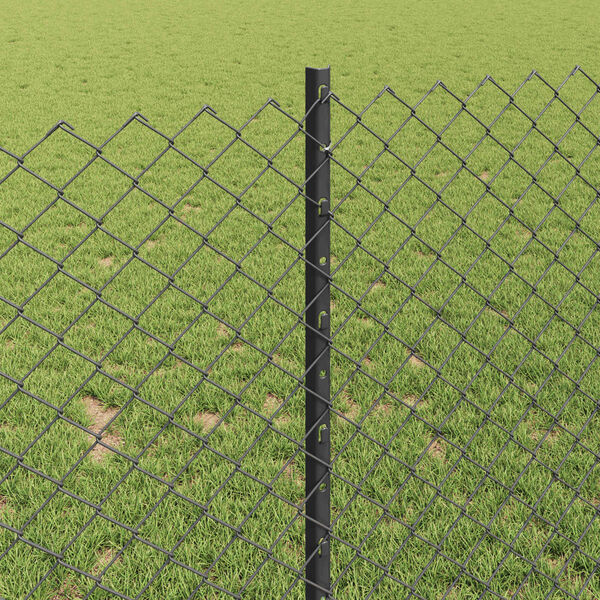 vidaXL Zaun mit Pfosten Grau 1 x 25 m Stahl und PVC